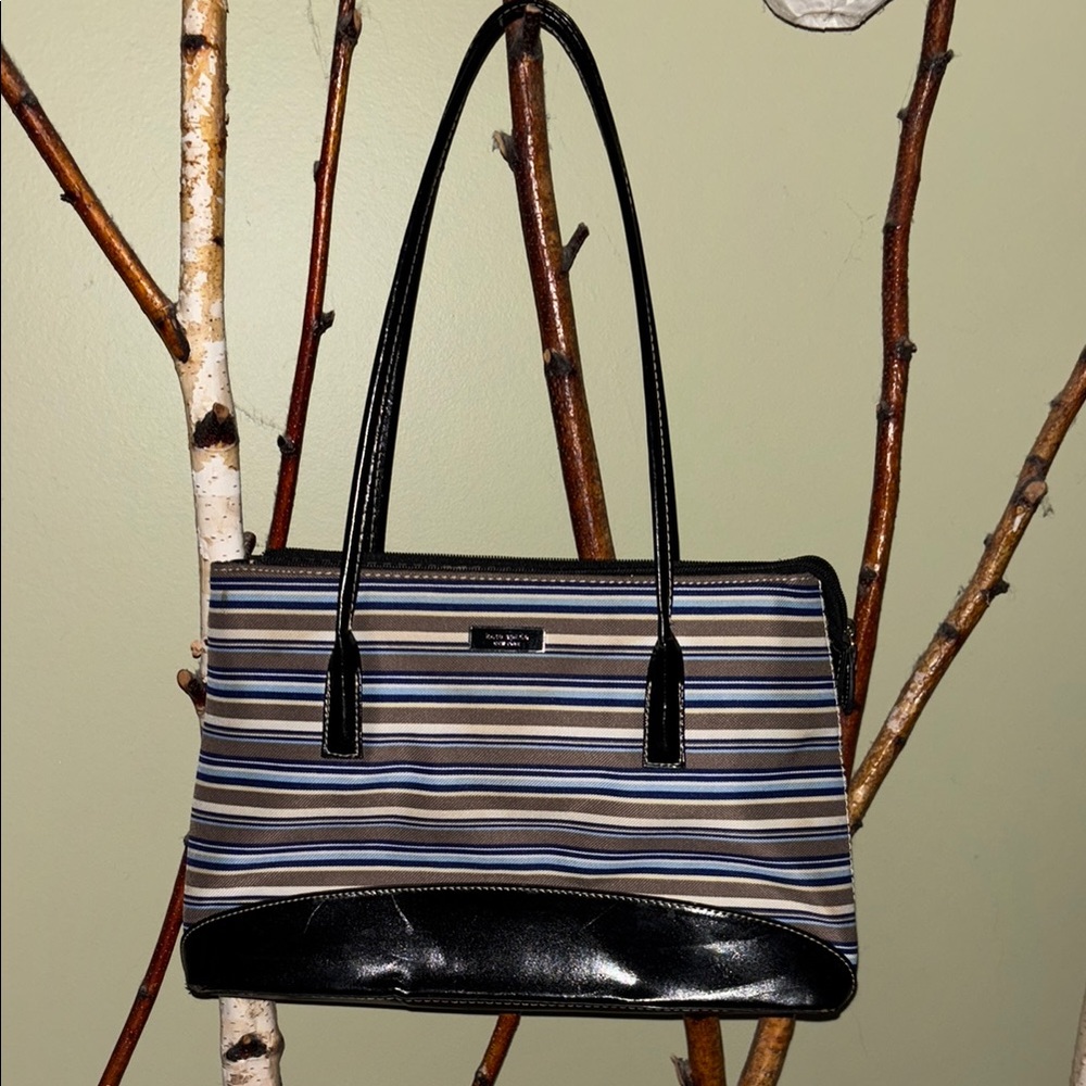 Kate Spade Striped Tote Bag with Black Base